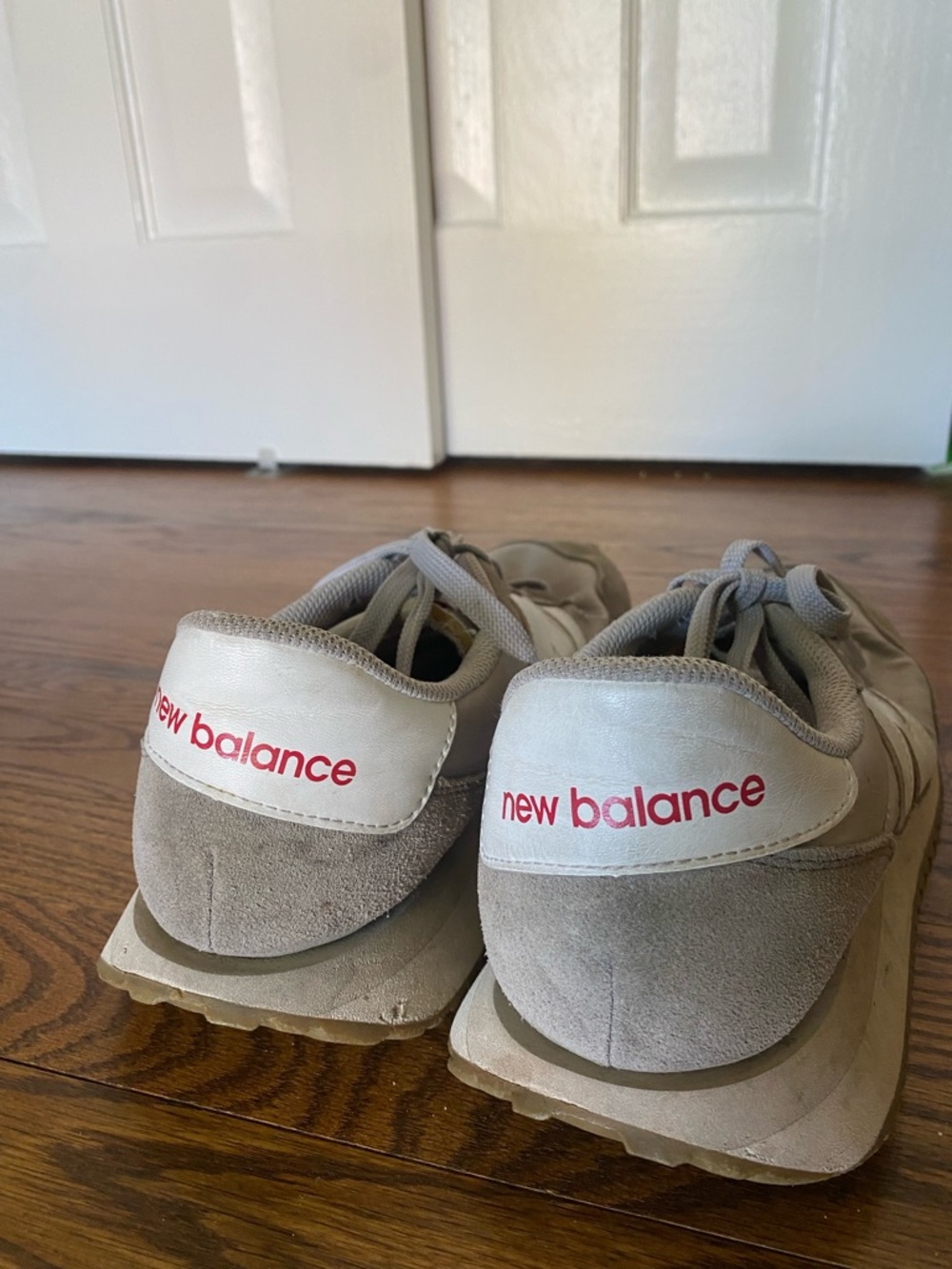 New Balance Men's Suede & Leather Sneakers in Light Gray and White - Picture 6 of 7